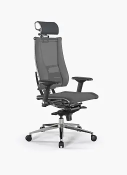 Кресло Метта Y 3D Elastic B2-14D/1995404 (сетка TS YM93 серая/экокожа Infinity Easy Clean темно-серая)