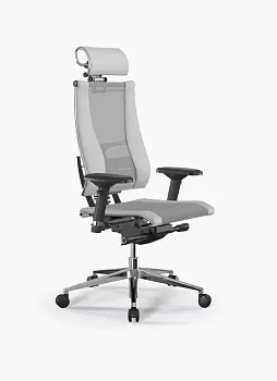 Кресло Метта Y 3D Elastic B2-14D/0985404 (сетка TS YM93 светло-серая/экокожа Infinity Easy Clean белая)